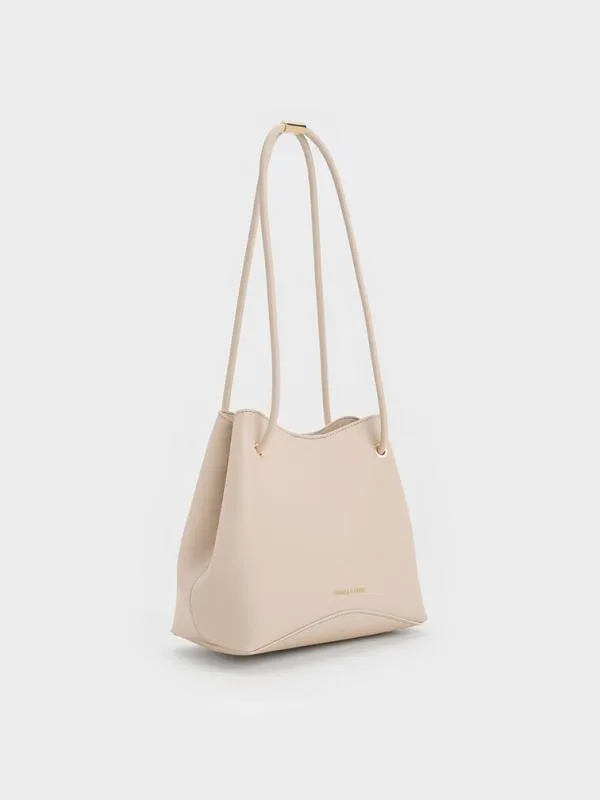 Women Sybill Geometric Bucket Bag 8211 Oat CHARLES and KEITH Bucket Bags