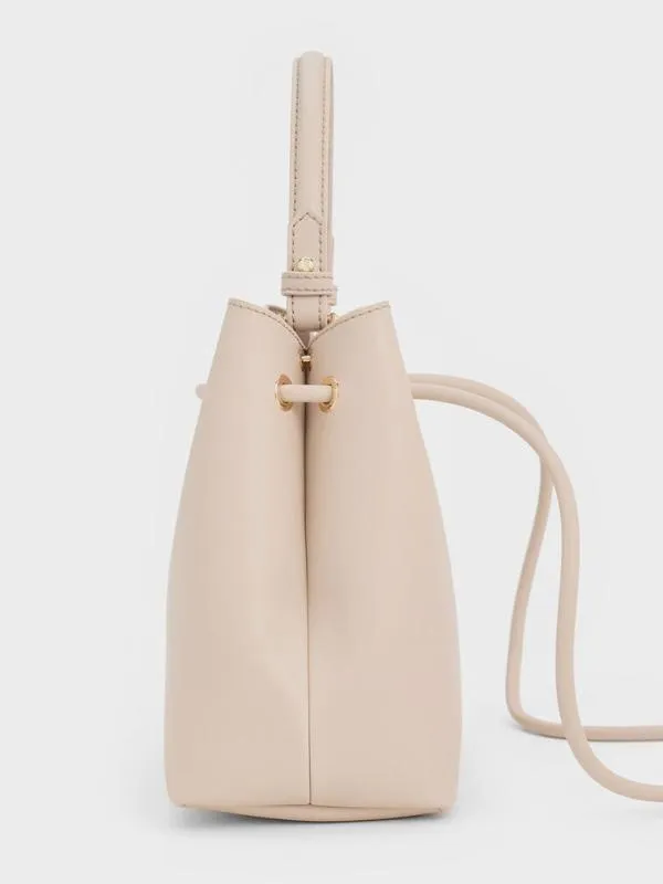 Women Sybill Geometric Bucket Bag 8211 Oat CHARLES and KEITH Bucket Bags