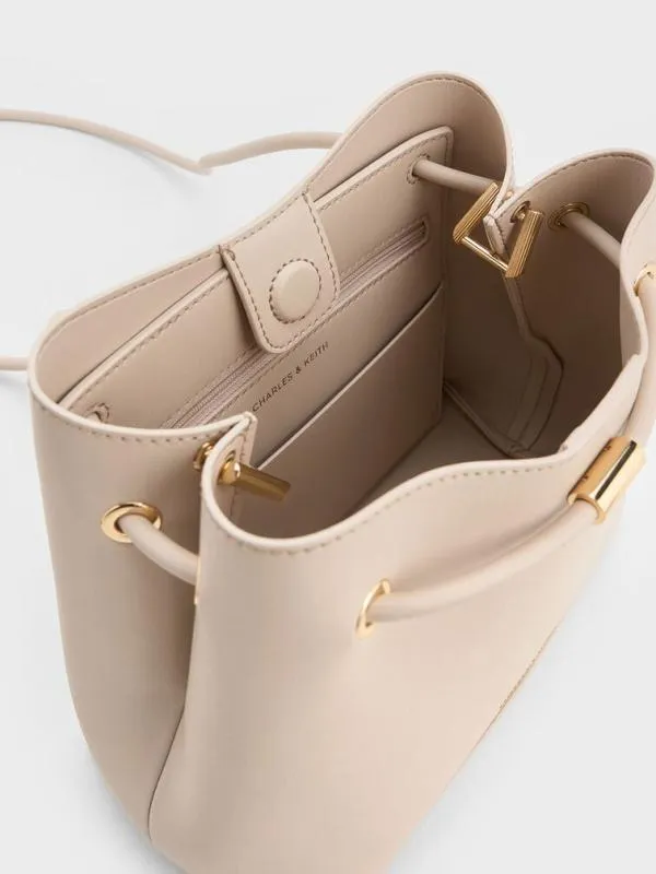 Women Sybill Geometric Bucket Bag 8211 Oat CHARLES and KEITH Bucket Bags