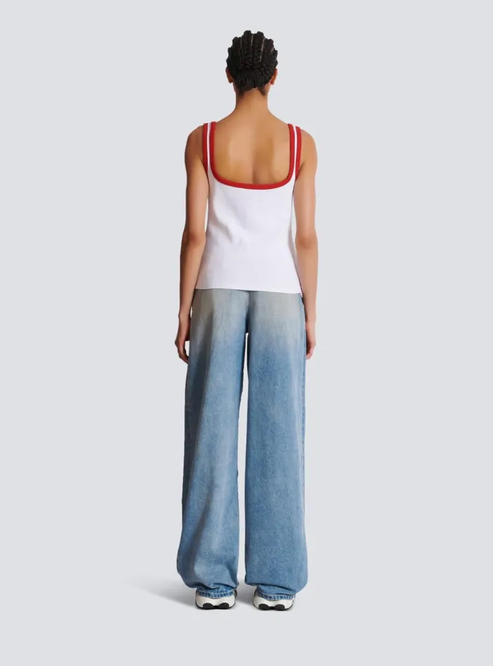 Women TShirts Balmain Fruit Tank Top White