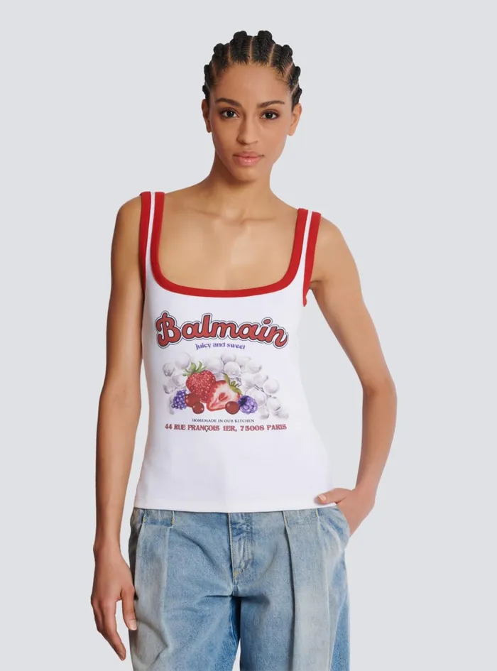Women TShirts Balmain Fruit Tank Top White