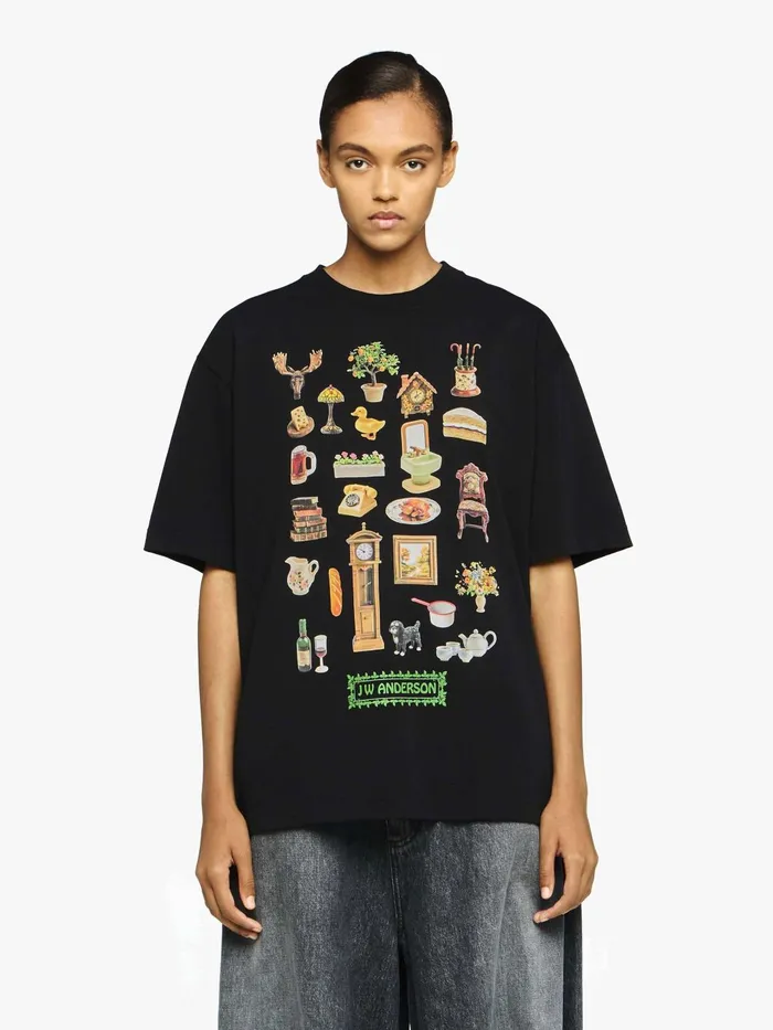 Women TShirts JW Anderson 034DIORAMA034 PRINTED TSHIRT Black Women TShirts JW Anderson 034DIORAMA034 PRINTED TSHIRT Black