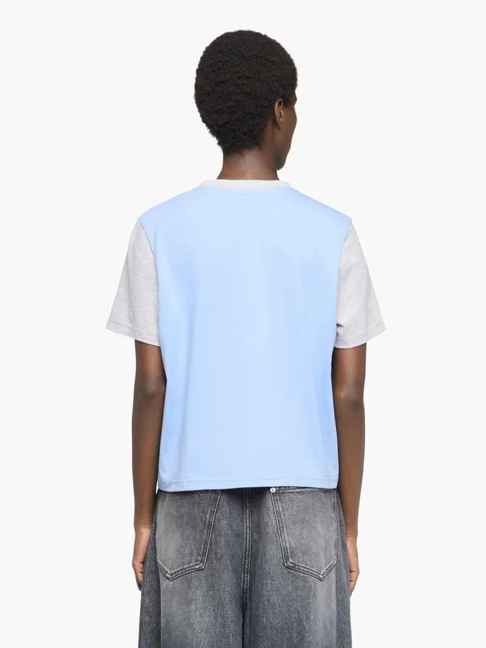 Women TShirts JW Anderson PANELLED CROPPED TSHIRT WITH ANCHOR EMBROIDERY Light Grey Melangesky Blue Women TShirts JW Anderson PANELLED CROPPED TSHIRT WITH ANCHOR EMBROIDERY Light Grey Melangesky Blue