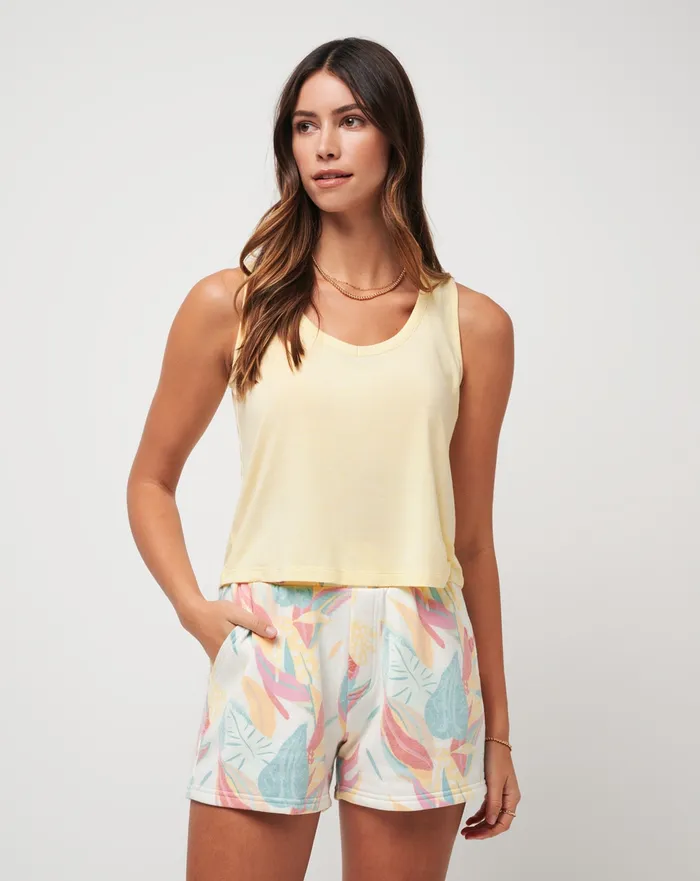 Women Tees TravisMathew SUN SHIMMER TISSUE TANK Heather Pale Banana