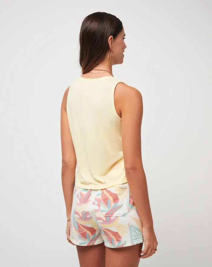 Women Tees TravisMathew SUN SHIMMER TISSUE TANK Heather Pale Banana