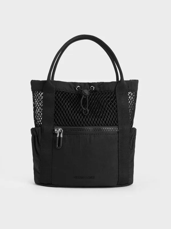 Women Terra Mesh and Nylon MultiWay Bag 8211 Noir CHARLES and KEITH Slouchy Bags