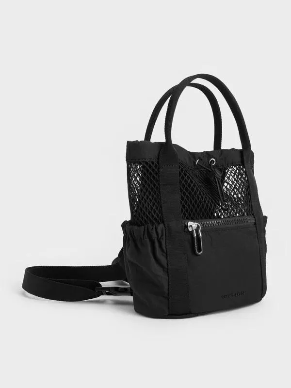 Women Terra Mesh and Nylon MultiWay Bag 8211 Noir CHARLES and KEITH Slouchy Bags