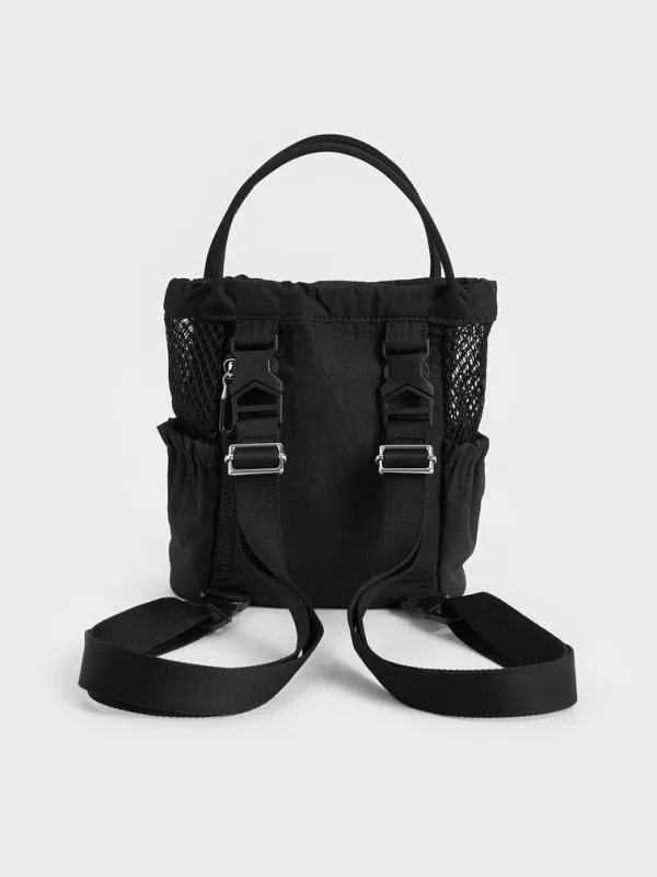 Women Terra Mesh and Nylon MultiWay Bag 8211 Noir CHARLES and KEITH Slouchy Bags
