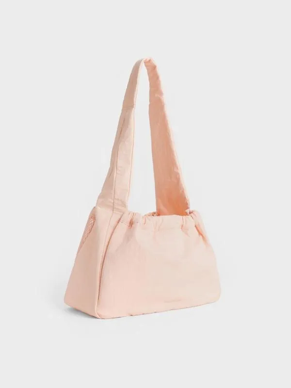 Women Terra Mesh and Nylon Shoulder Bag 8211 Light Pink CHARLES and KEITH Slouchy Bags