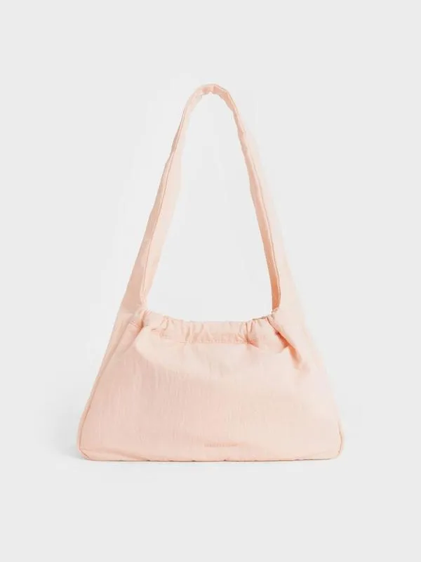 Women Terra Mesh and Nylon Shoulder Bag 8211 Light Pink CHARLES and KEITH Slouchy Bags