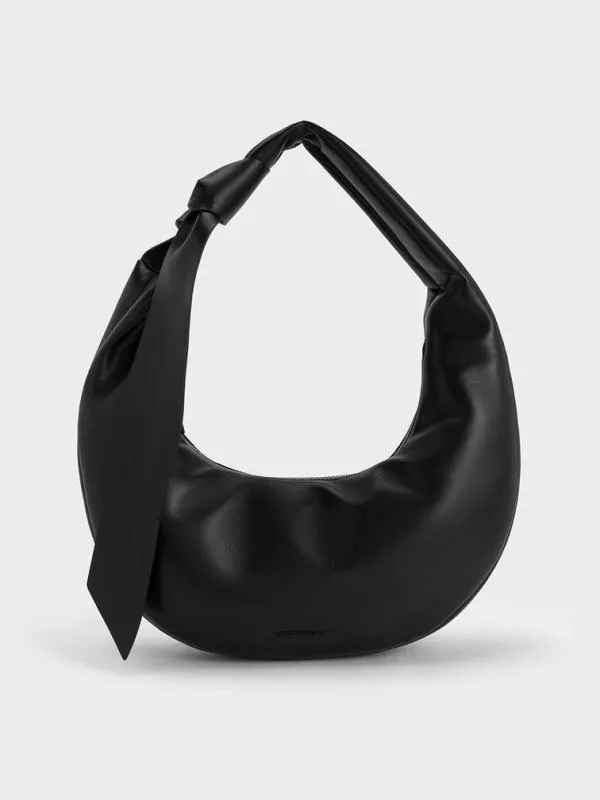Women Toni Knotted Crescent Hobo Bag 8211 Noir CHARLES and KEITH Hobo Bags