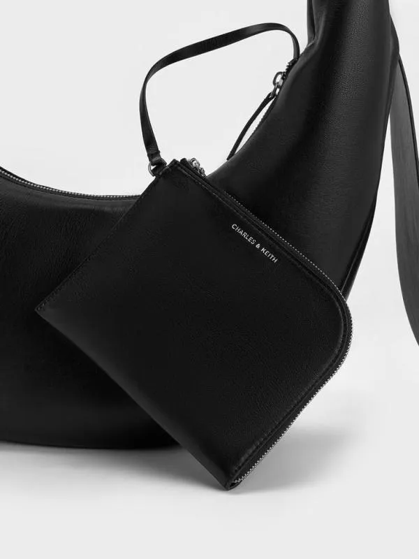 Women Toni Knotted Crescent Hobo Bag 8211 Noir CHARLES and KEITH Hobo Bags