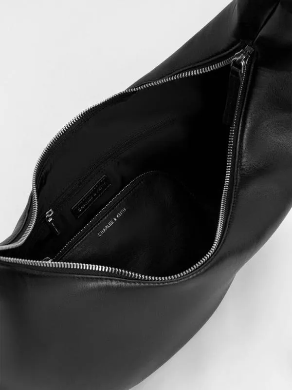 Women Toni Knotted Crescent Hobo Bag 8211 Noir CHARLES and KEITH Hobo Bags