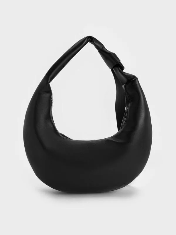 Women Toni Knotted Crescent Hobo Bag 8211 Noir CHARLES and KEITH Hobo Bags