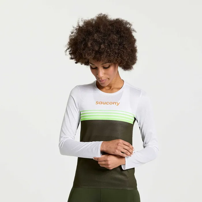 Women Tops Saucony Women8217s Elite Long Sleeve Umbra