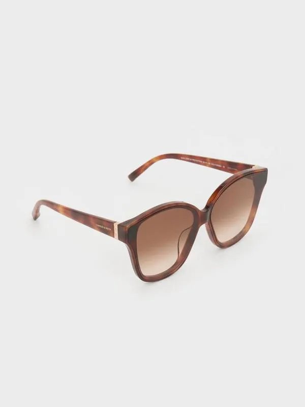 Women Tortoiseshell Recycled Acetate Classic Butterfly Sunglasses 8211 T Shell CHARLES and KEITH Butterfly