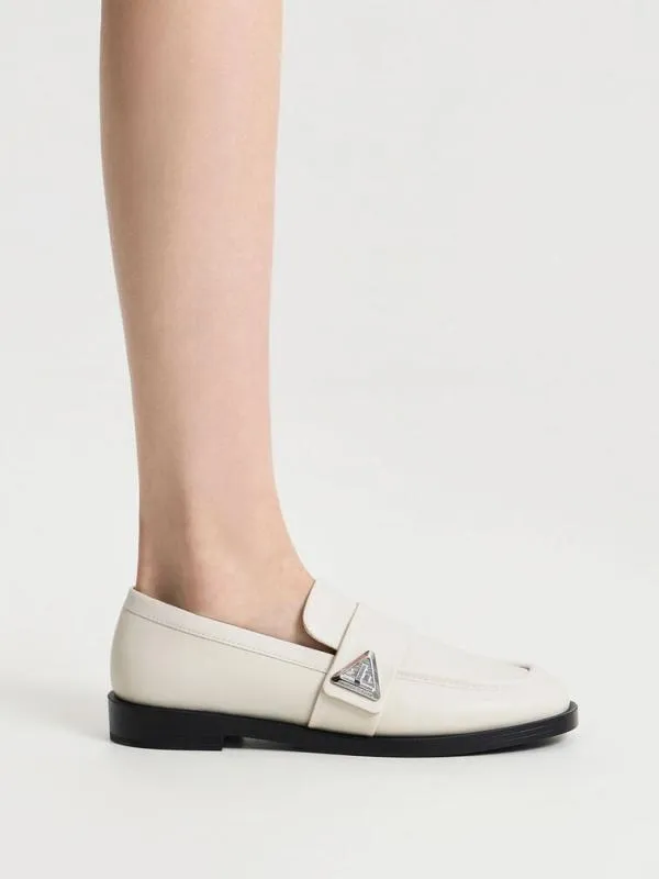 Women Trice Metallic Accent Loafers 8211 Chalk CHARLES and KEITH Loafers