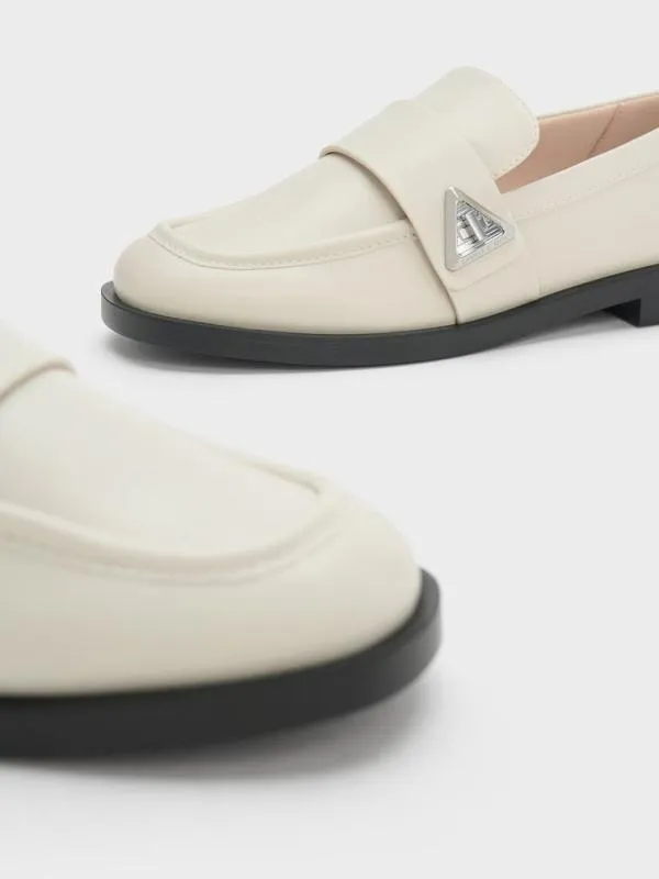 Women Trice Metallic Accent Loafers 8211 Chalk CHARLES and KEITH Loafers