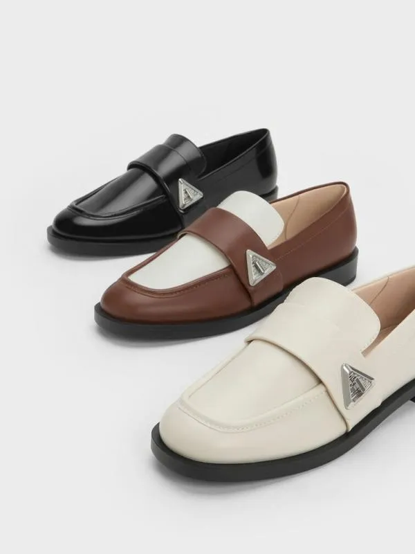 Women Trice Metallic Accent Loafers 8211 Chalk CHARLES and KEITH Loafers