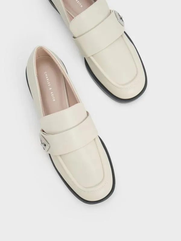 Women Trice Metallic Accent Loafers 8211 Chalk CHARLES and KEITH Loafers