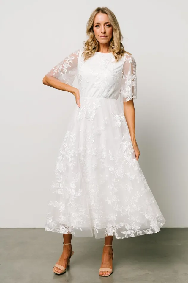 Women Tulle Styles Baltic Born Arabella Embroidered Tulle Maxi Dress White Women Tulle Styles Baltic Born Arabella Embroidered Tulle Maxi Dress White