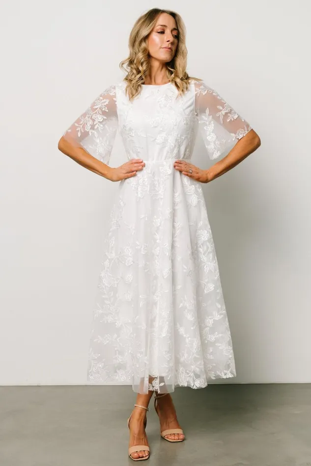 Women Tulle Styles Baltic Born Arabella Embroidered Tulle Maxi Dress White Women Tulle Styles Baltic Born Arabella Embroidered Tulle Maxi Dress White