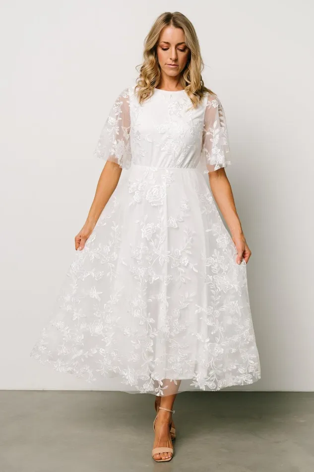 Women Tulle Styles Baltic Born Arabella Embroidered Tulle Maxi Dress White Women Tulle Styles Baltic Born Arabella Embroidered Tulle Maxi Dress White