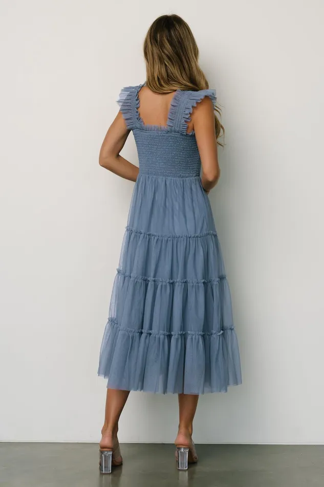 Women Tulle Styles Baltic Born Emma Smocked Tulle Dress Slate Blue Women Tulle Styles Baltic Born Emma Smocked Tulle Dress Slate Blue