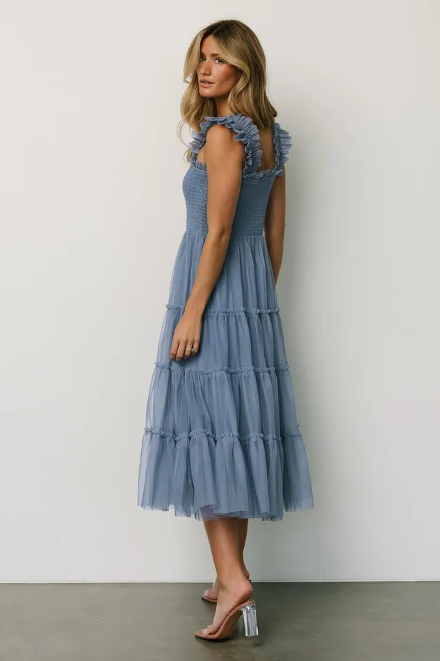 Women Tulle Styles Baltic Born Emma Smocked Tulle Dress Slate Blue Women Tulle Styles Baltic Born Emma Smocked Tulle Dress Slate Blue