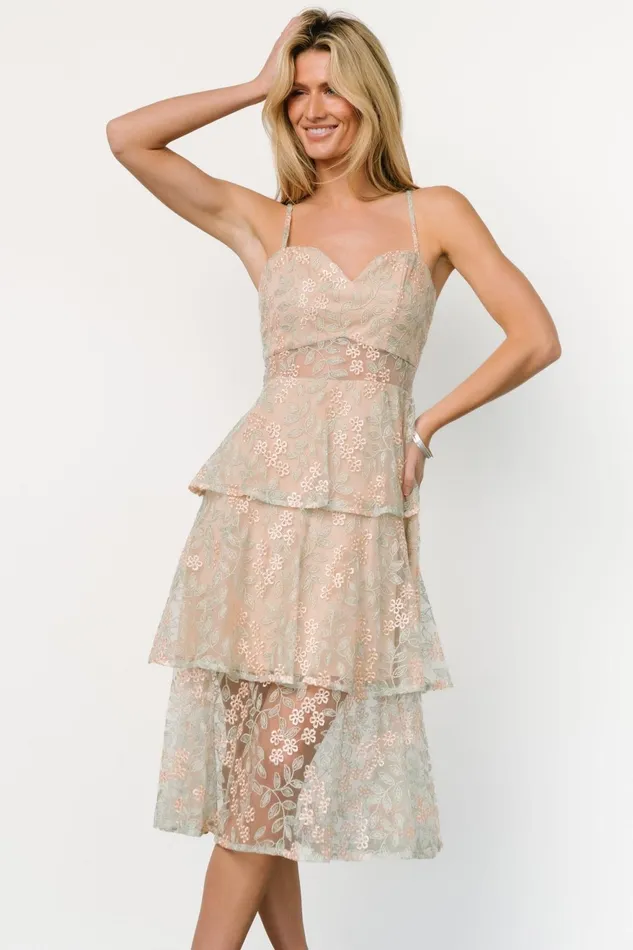 Women Tulle Styles Baltic Born Georgiana Embroidered Midi Dress Sage Women Tulle Styles Baltic Born Georgiana Embroidered Midi Dress Sage