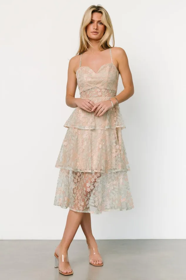 Women Tulle Styles Baltic Born Georgiana Embroidered Midi Dress Sage Women Tulle Styles Baltic Born Georgiana Embroidered Midi Dress Sage