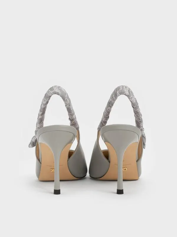 Women Tully Leather Ruched Print Slingback Pumps 8211 Grey CHARLES and KEITH Heels Women Tully Leather Ruched Print Slingback Pumps 8211 Grey CHARLES and KEITH Heels
