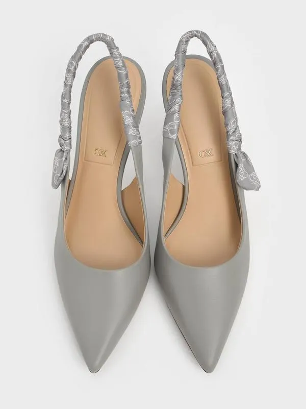 Women Tully Leather Ruched Print Slingback Pumps 8211 Grey CHARLES and KEITH Heels Women Tully Leather Ruched Print Slingback Pumps 8211 Grey CHARLES and KEITH Heels