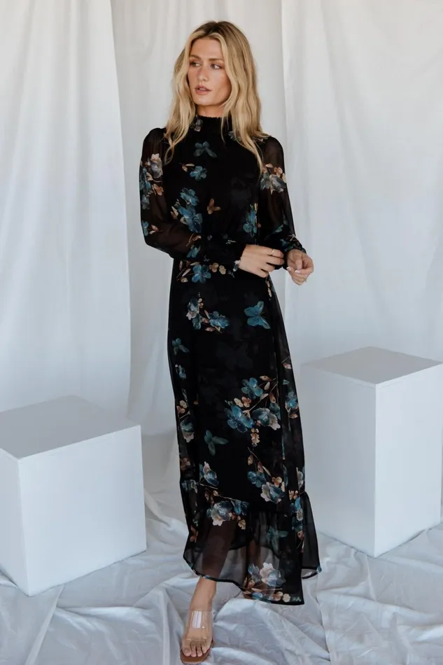 Women Wedding Guest Baltic Born Luciana Maxi Dress Black Blue