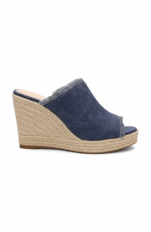 Women Wedges and Espadrilles Liverpool Los Angeles Hollywood Fray Edge Espadrille Indigo