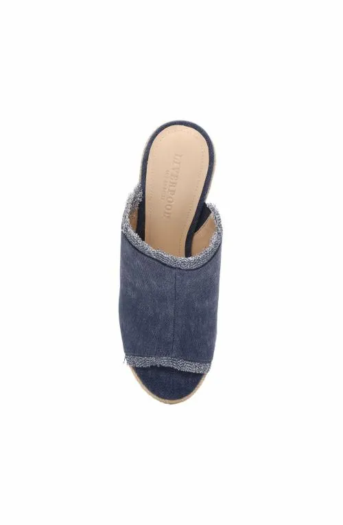 Women Wedges and Espadrilles Liverpool Los Angeles Hollywood Fray Edge Espadrille Indigo