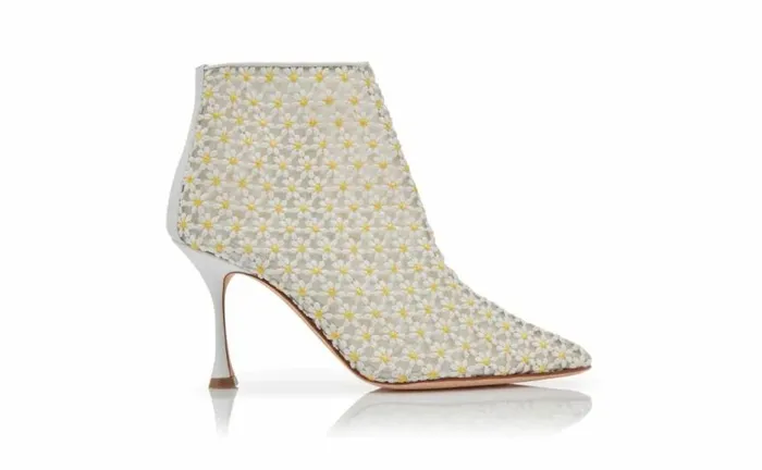 Women White Lace Daisy Ankle Boots Manolo Blahnik Boots