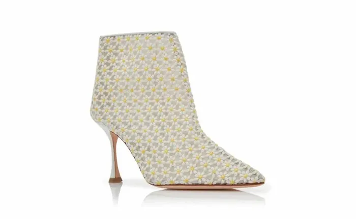 Women White Lace Daisy Ankle Boots Manolo Blahnik Boots