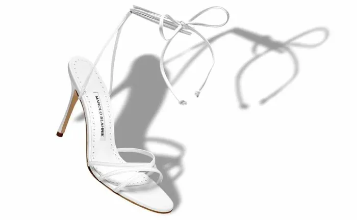 Women White Nappa Leather Sandals Manolo Blahnik Sandals