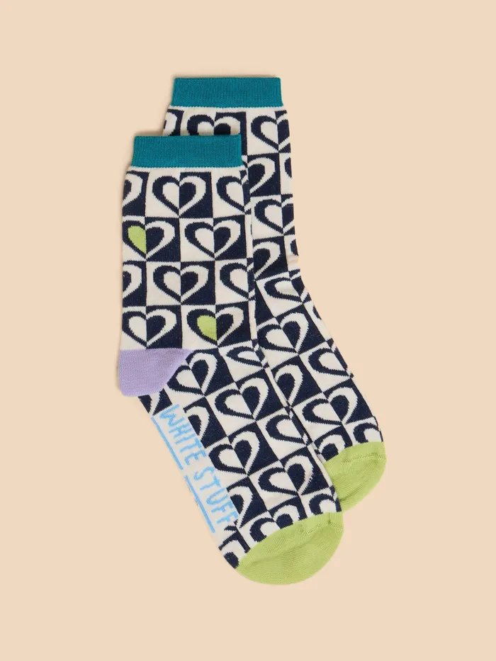 Women White Stuff Accessories Graphic Heart Ankle Sock