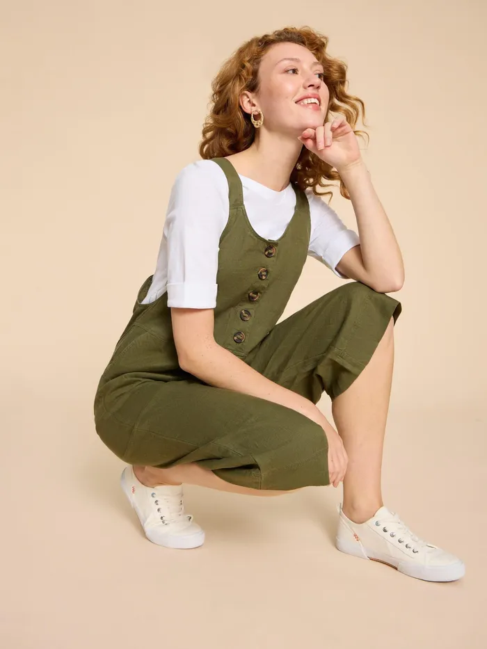 Women White Stuff Clothing Viola Crop Linen Dungaree