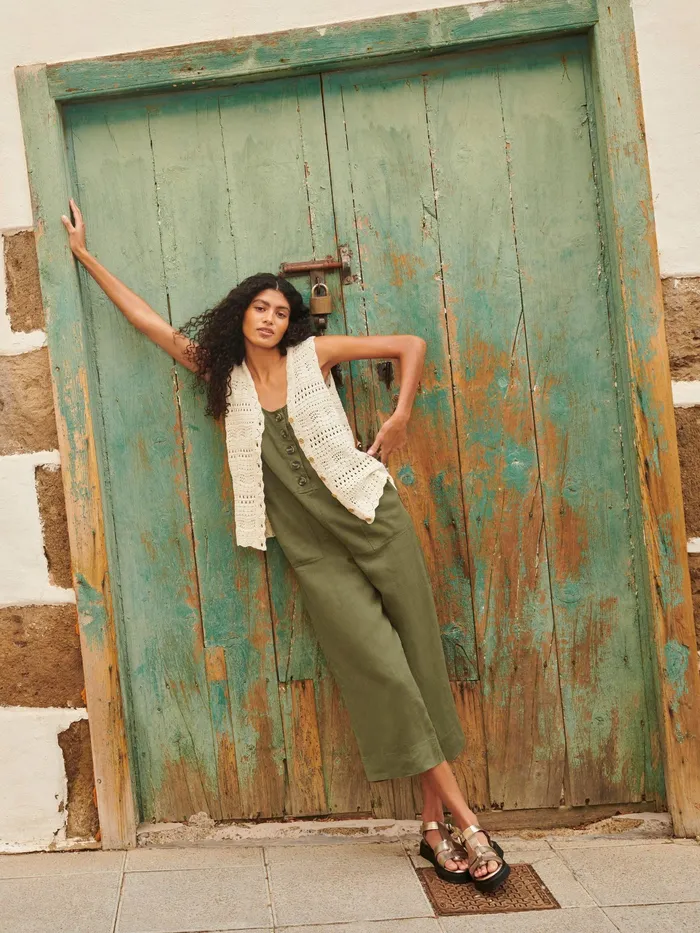 Women White Stuff Clothing Viola Crop Linen Dungaree Women White Stuff Clothing Viola Crop Linen Dungaree