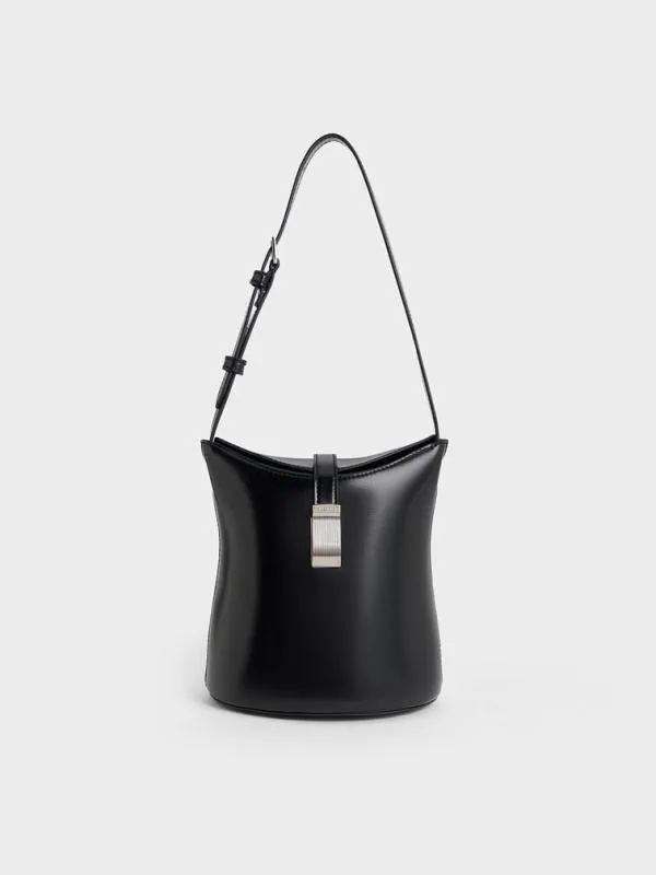 Women Wisteria Belted Bucket Bag 8211 Noir CHARLES and KEITH Bucket Bags