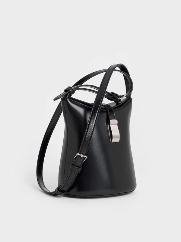 Women Wisteria Belted Bucket Bag 8211 Noir CHARLES and KEITH Bucket Bags