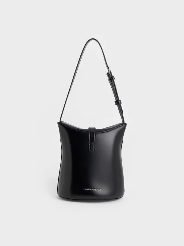 Women Wisteria Belted Bucket Bag 8211 Noir CHARLES and KEITH Bucket Bags