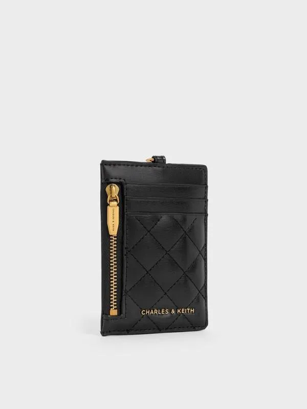 Women Wisteria Quilted BraidedStrap Card Holder 8211 Black CHARLES and KEITH Card Holders