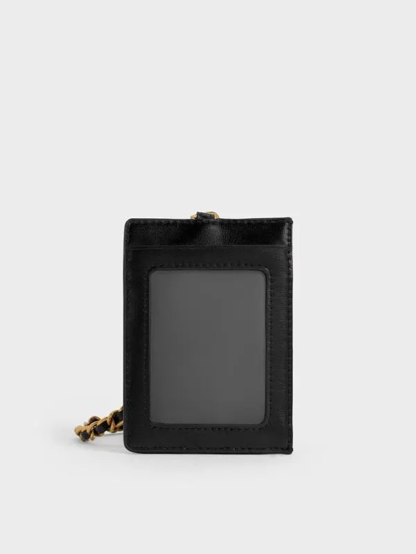 Women Wisteria Quilted BraidedStrap Card Holder 8211 Black CHARLES and KEITH Card Holders