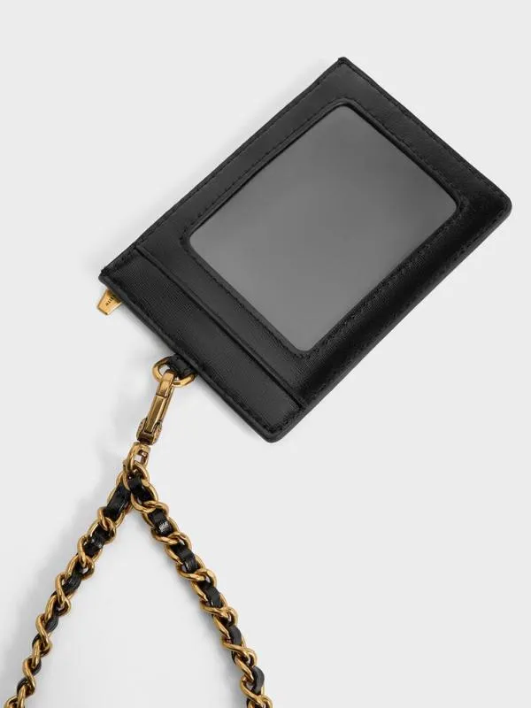 Women Wisteria Quilted BraidedStrap Card Holder 8211 Black CHARLES and KEITH Card Holders