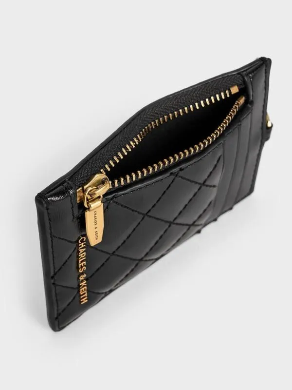 Women Wisteria Quilted BraidedStrap Card Holder 8211 Black CHARLES and KEITH Card Holders