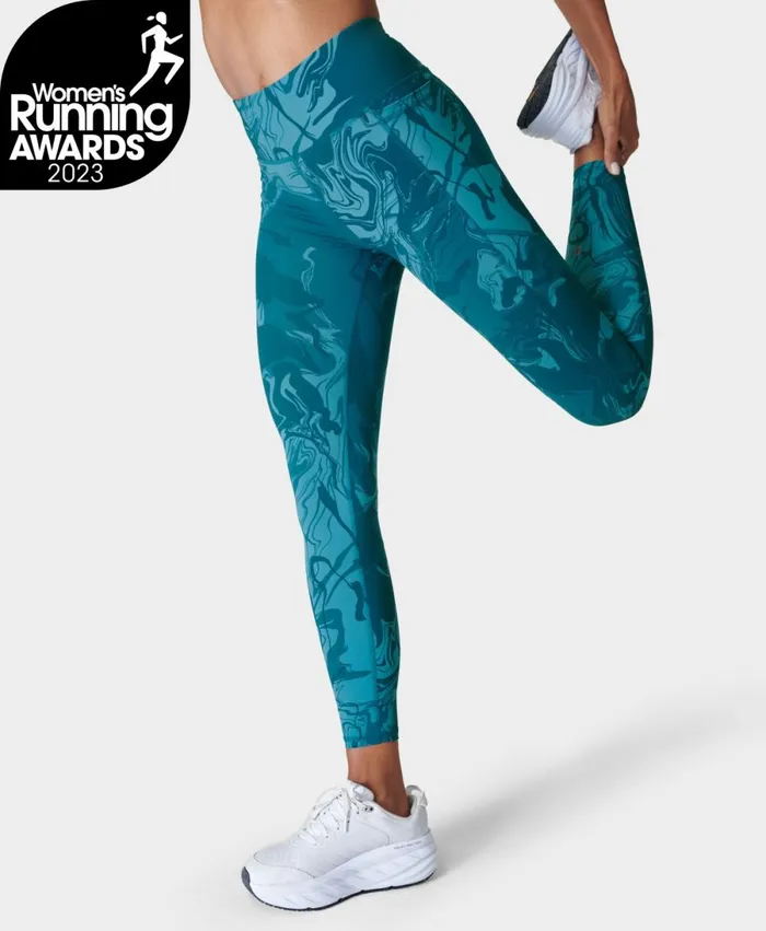 Women Zero Gravity 78 Running Leggings Cabin Blue Marble Swirl Print Sweaty Betty Pocketed Women Zero Gravity 78 Running Leggings Cabin Blue Marble Swirl Print Sweaty Betty Pocketed